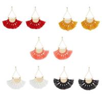 Zinc Alloy Tassel Earring, with Cotton Thread, gold color plated, for woman 
