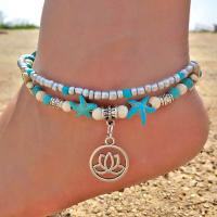 Zinc Alloy Anklet, with Seedbead & Synthetic Turquoise, with 2.5Inch extender chain, plated & for woman &  Approx 8 Inch 