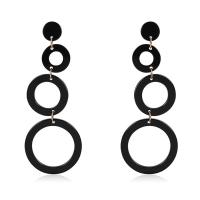 Acrylic Drop Earring, stainless steel post pin, Donut, for woman, black 