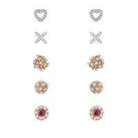 Zinc Alloy Stud Earring Set, stainless steel post pin, plated, for woman & with rhinestone & mixed, lead & cadmium free 