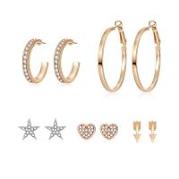 Zinc Alloy Earring Set, stainless steel post pin, plated, for woman & with rhinestone & mixed, lead & cadmium free 