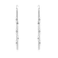 Zinc Alloy Tassel Earring, iron earring hook, platinum color plated, for woman & with rhinestone, lead & cadmium free 