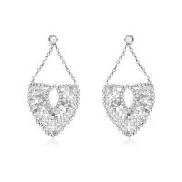 Zinc Alloy Rhinestone Drop Earring, stainless steel post pin, platinum color plated, for woman & with rhinestone, lead & cadmium free 