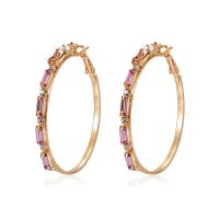 Zinc Alloy Rhinestone Hoop Earring, stainless steel post pin, Donut, gold color plated, for woman & with rhinestone, lead & cadmium free 