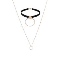Zinc Alloy Jewelry Set, choker & sweater chain necklace, with iron chain & Velveteen, with 5cm extender chain, gold color plated, oval chain & for woman, lead & cadmium free  Approx 12.5 Inch, Approx  25.5 Inch 