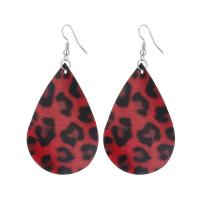 PU Leather Drop Earring, iron earring hook, Teardrop, silver color plated & for woman 