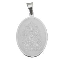 Stainless Steel Saint Pendant, Flat Oval, original color Approx 