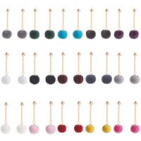 Zinc Alloy Drop Earring, with Plush, gold color plated, for woman 