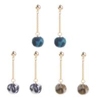 Zinc Alloy Drop Earring, with Plush, gold color plated, for woman 