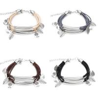 Zinc Alloy Bracelet, with Waxed Nylon Cord, with 2Inch extender chain, antique silver color plated, charm bracelet & adjustable & for woman Approx 8 Inch 