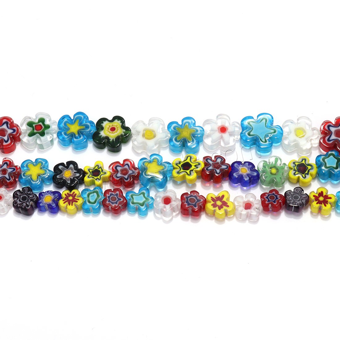 Glas Chevron Perle, Blume, verschiedene Größen vorhanden, Bohrung:ca. 1mm, Länge:ca. 16 ZollInch, verkauft von Strang