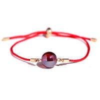 Natural Garnet Bracelet, Waxed Cotton Cord, with Garnet & Brass, gold color plated, for woman, 11mm Approx 7.5 Inch 