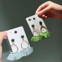 Fashion Tassel Earring, Zinc Alloy, with Cotton Thread & Acrylic, KC gold color plated, for woman 