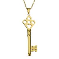 ステンレス鋼のジュエリーネックレス, ステンレス, 鍵, ゴールドメッキ, 楕円形の鎖 & 女性用 & ライン石のある 2mm, 長さ:約 19 インチ, 売り手 ストランド