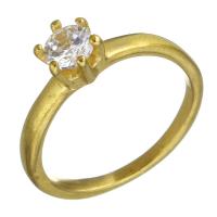 Anilo de dedo de acero inoxidable, chapado en color dorado, para mujer & con diamantes de imitación, 6mm, tamaño:6, Vendido por UD