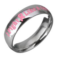Enamel Stainless Steel Finger Ring, with letter pattern & for woman, original color, 6mm, US Ring 