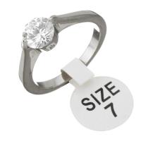 Rhinestone Stainless Steel Finger Ring, for woman & with rhinestone, original color, 6.5mm, US Ring 