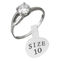 Anilo de dedo de acero inoxidable, para mujer & con diamantes de imitación, color original, 6.5mm, tamaño:10, Vendido por UD