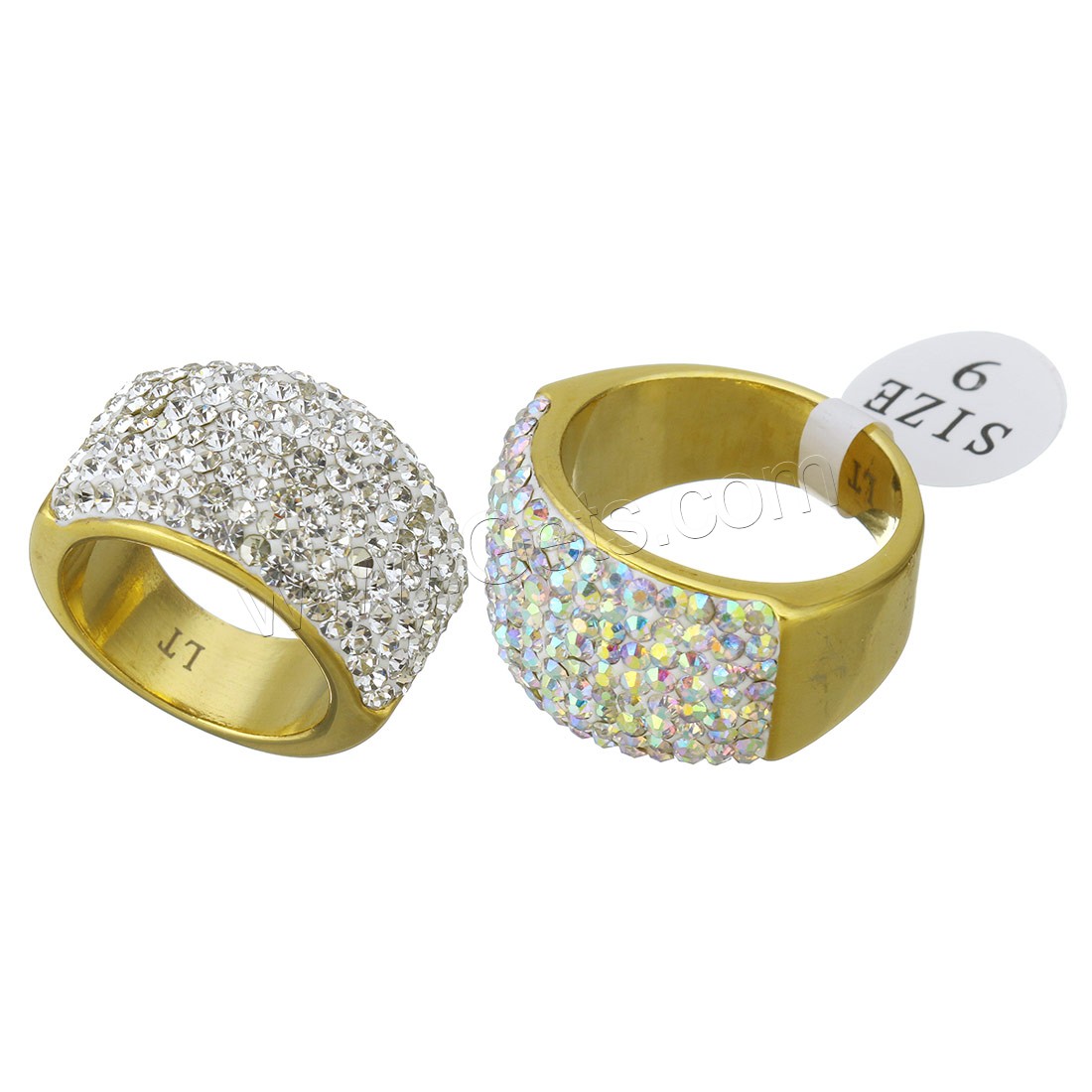 acier inoxydable bague, avec argile, Placage, normes différentes pour le choix & pour femme, plus de couleurs à choisir, 15mm, Vendu par PC