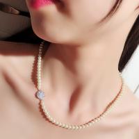 Harz Messing Halskette, mit Kunststoff Perlen, silberfarben plattiert, Kugelkette & für Frau & mit Strass, 5mm, Länge:ca. 20 ZollInch, verkauft von Strang