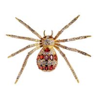 Rhinestone Brass Brooch, Spider, gold color plated, for woman & with rhinestone 