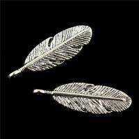 Zinc Alloy Feather Pendants, antique silver color plated, lead & cadmium free Approx 1mm 