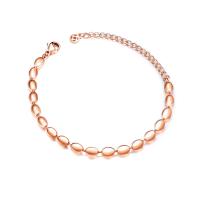 Stainless Steel Chain Bracelets, with 50mm extender chain, Oval, rose gold color plated, with lobster clasp & for woman Approx 5.9 Inch 