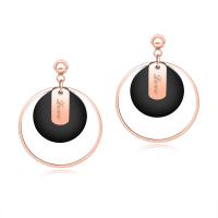 Stainless Steel Drop Earring, with Acrylic, rose gold color plated, with letter pattern & for woman, 29mm 