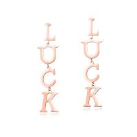Stainless Steel Drop Earring, Letter, rose gold color plated, for woman, 80mm 