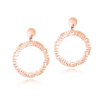 Stainless Steel Drop Earring, Letter, rose gold color plated, for woman, 28mm 