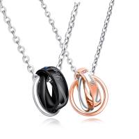 Cubic Zirconia Stainless Steel Necklace, with 40mm extender chain, Donut, plated, Unisex & oval chain & with cubic zirconia, 19.5mm,18.5mm Approx 19.7 Inch, Approx 17.7 Inch 