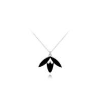 Enamel Zinc Alloy Necklace, Leaf, silver color plated, oval chain & for woman Approx 20 Inch 