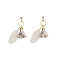 Zinc Alloy Drop Earring, with Feather, gold color plated, for woman & with rhinestone  