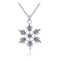 Rhinestone Zinc Alloy Necklace, Snowflake, silver color plated, oval chain & for woman & with rhinestone Approx 18 Inch 