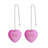 Sterling Silver Thread Through Earrings, 925 Sterling Silver, Heart, real silver plated, natural & hypo allergic & for woman 