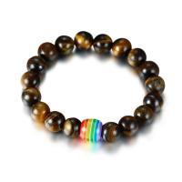 Tiger Eye Bracelet, with Resin, Unisex, 10mm, 11mm Approx 6 Inch 