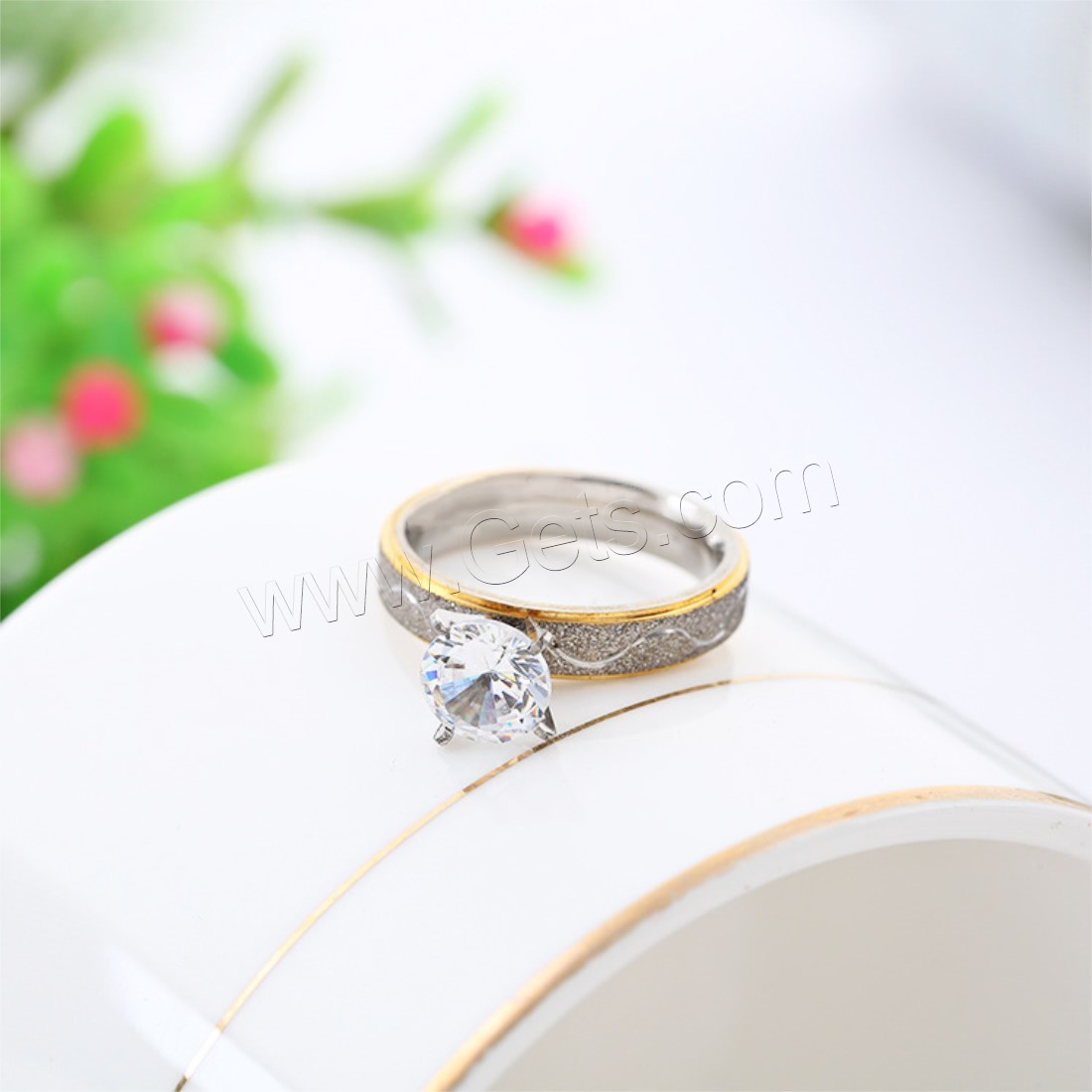 Stainless Steel Couple Ring, plated, Unisex & different size for choice & with rhinestone & stardust, 2PCs/Set, Sold By Set
