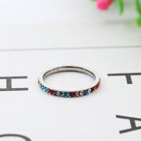 Rhinestone Stainless Steel Finger Ring & for woman & with rhinestone, original color 
