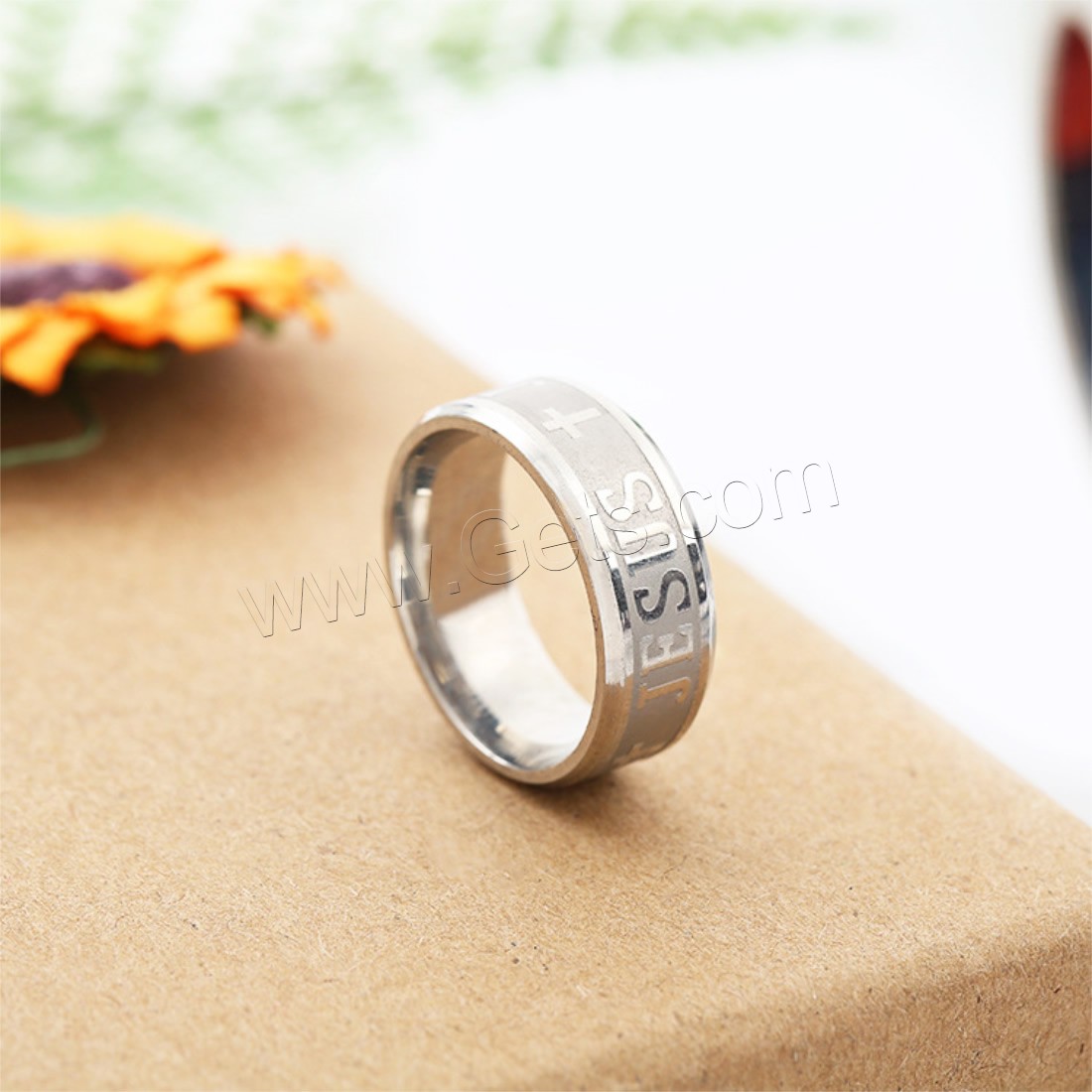 Stainless Steel Finger Ring, Unisex & different size for choice & with letter pattern, original color, Sold By PC