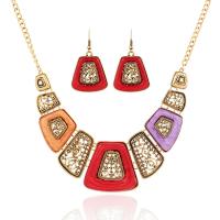 Zinc Alloy Jewelry Set, earring & necklace, with iron chain & Resin, with 5cm extender chain, gold color plated, twist oval chain & for woman, lead & cadmium free Approx 17.5 Inch 