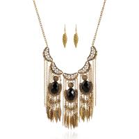 Zinc Alloy Jewelry Set, earring & necklace, with iron chain & Resin, with 5cm extender chain, Tassel, plated, twist oval chain & for woman lead & cadmium free, 100mm Approx 17.5 Inch 