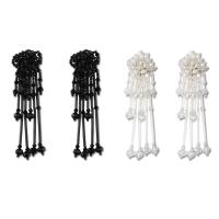 Acrylic Tassel Earring, with Glass, stainless steel post pin, for woman 