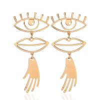 Zinc Alloy Drop Earring, stainless steel post pin, gold color plated, for woman, lead & cadmium free, 83mm 