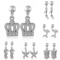 Zinc Alloy Drop Earring, stainless steel post pin, silver color plated & for woman, lead & cadmium free 