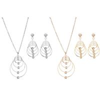 Zinc Alloy Jewelry Set, sweater chain necklace & earring, with iron chain, stainless steel post pin, plated & for woman, lead & cadmium free Approx 23.5 Inch 