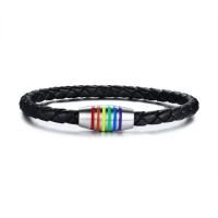 PU Leather Bracelet, with Stainless Steel & Unisex & enamel 5.6mm 