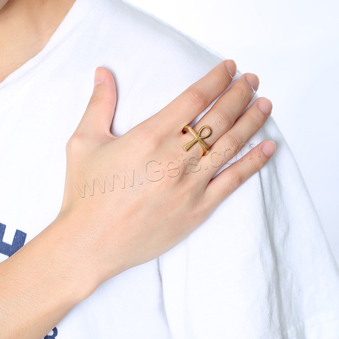 Stainless Steel Finger Ring, gold color plated, different size for choice & for woman, 22.6mm, Sold By PC