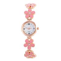 Women Wrist Watch, Zinc Alloy, with Glass, Flower, rose gold color plated, for woman & enamel & with rhinestone Approx 5 Inch 
