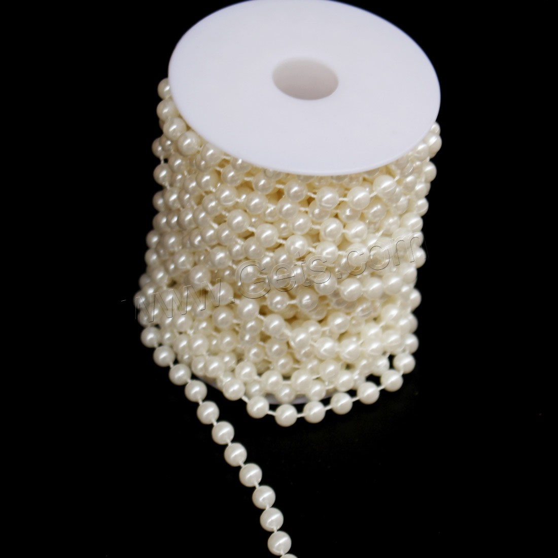 Perlas de plástico ABS cuerda que reobordea, diverso tamaño para la opción, beige, Vendido por Carrete