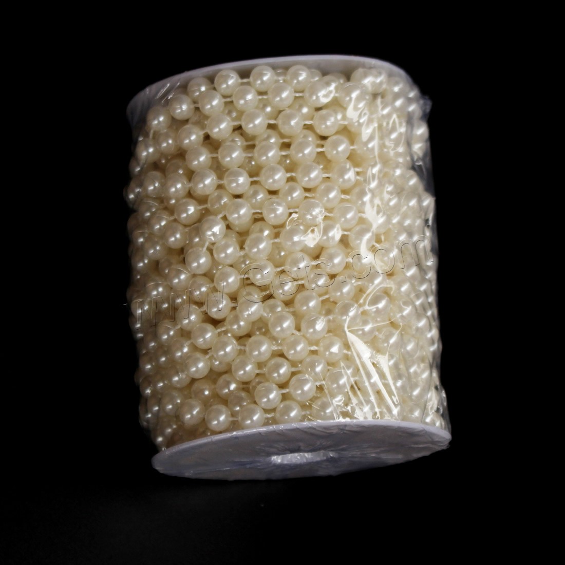 Perlas de plástico ABS cuerda que reobordea, diverso tamaño para la opción, beige, Vendido por Carrete